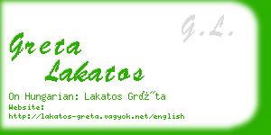 greta lakatos business card